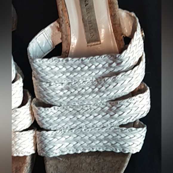 🛍️ BUNDLE ONLY 🛍️DANA BUCHMAN LADIES WHITE WOVEN HEELED SANDALS - Picture 7 of 11